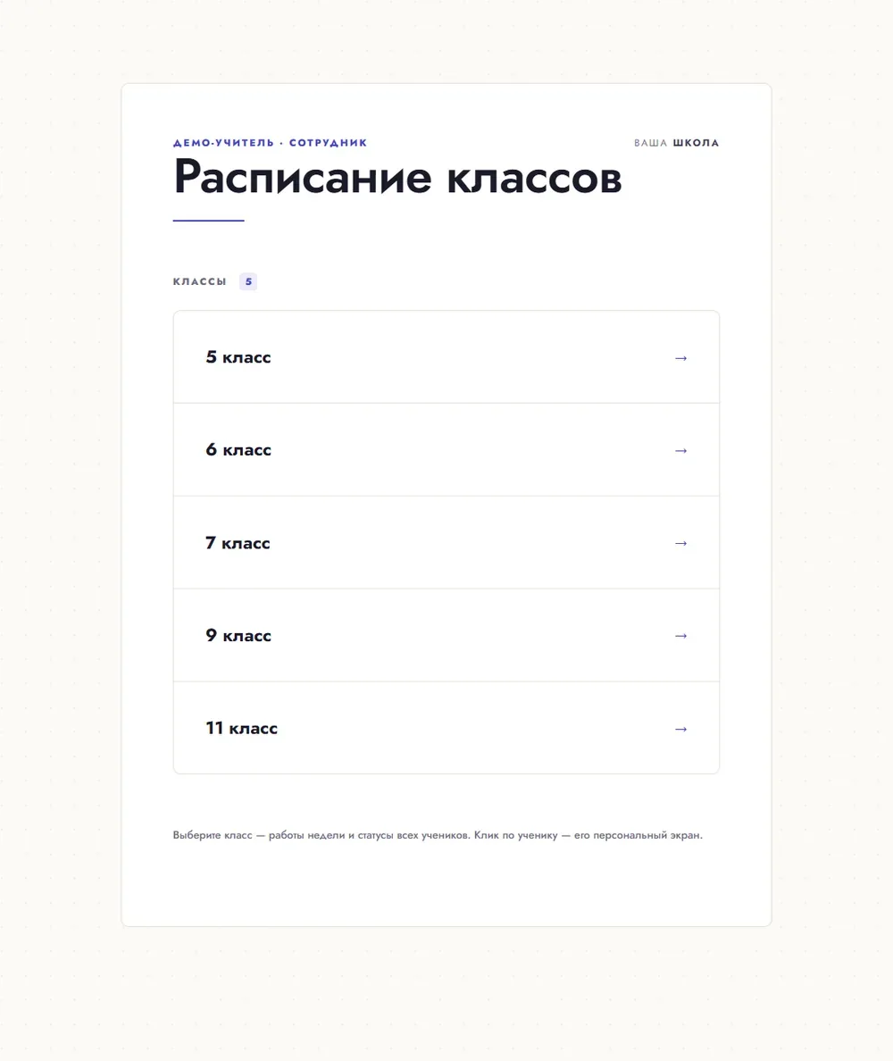 Список классов у сотрудника: один клик до нужного